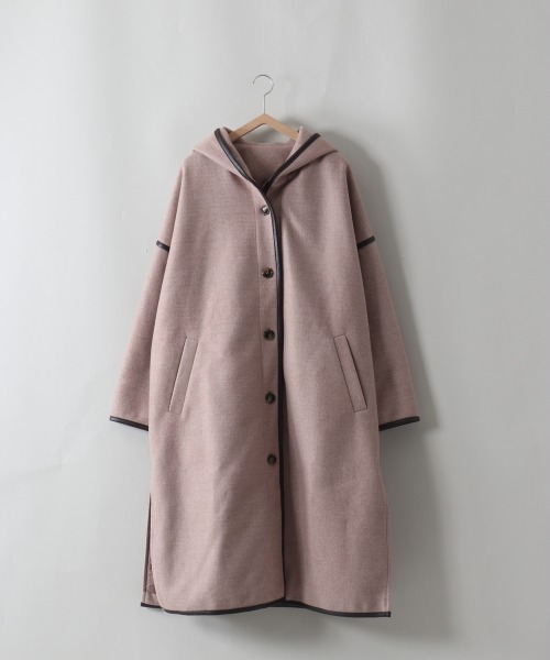 良品】モンゴメリー ダッフルコート ロング レザー パイピング