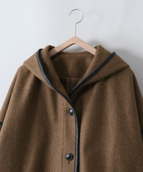 cepo コート アウター レザー調パイピング ロングコート