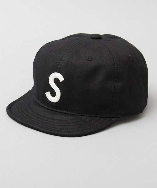 Basiquenti キャップ 帽子 選べる2素材 S ロゴワッペン ツイル