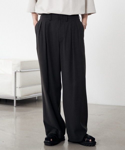 WYM LIDNM スラックス TUCK LOOSE DRAPE SLACKS メンズ