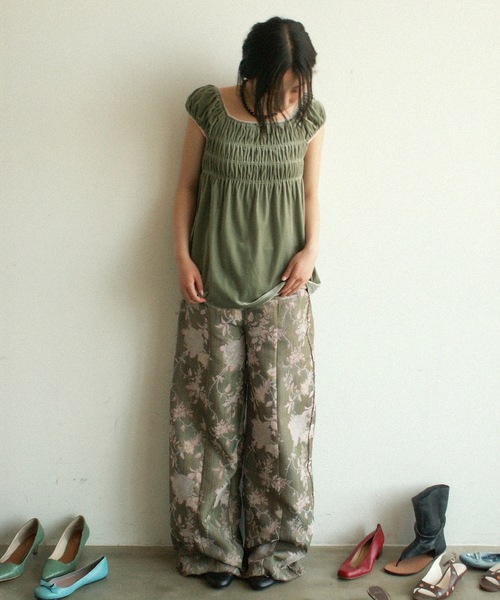 ワイドパンツ パンツ INSIDE OUT JACQUARD PANTS/インサイドアウトジャガードパンツ レディース メンズの画像