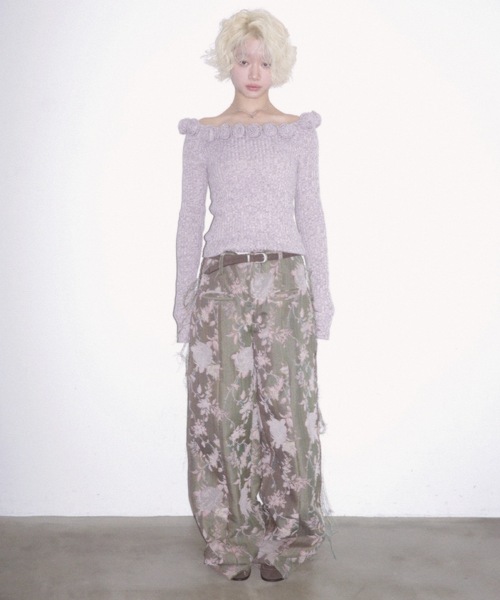 ワイドパンツ パンツ INSIDE OUT JACQUARD PANTS/インサイドアウトジャガードパンツ レディース メンズの画像