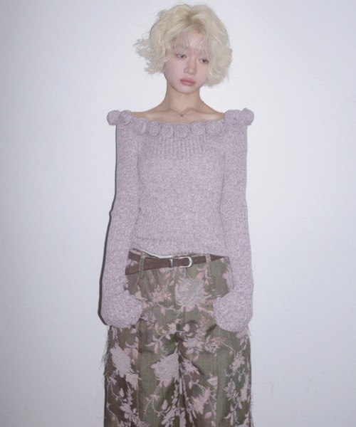 ワイドパンツ パンツ INSIDE OUT JACQUARD PANTS/インサイドアウトジャガードパンツ レディース メンズの画像