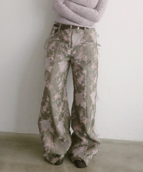 ワイドパンツ パンツ INSIDE OUT JACQUARD PANTS/インサイドアウトジャガードパンツ レディース メンズの画像