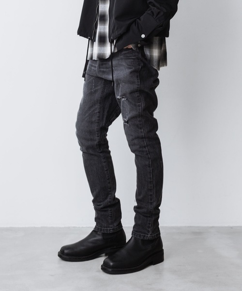 ATO（アトウ） ジーンズ DAMAGED STRETCH SARROUEL DENIM PANTS メンズ