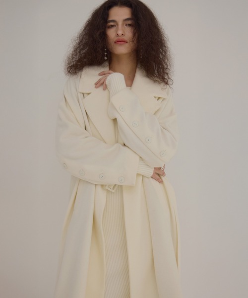 MIELI INVARIANT コート アウター Melton Wool Gown Coat