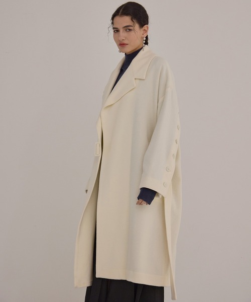 MIELI INVARIANT コート アウター Melton Wool Gown Coat