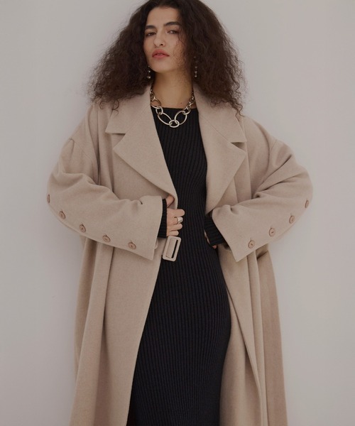 MIELI INVARIANT コート アウター Melton Wool Gown Coat