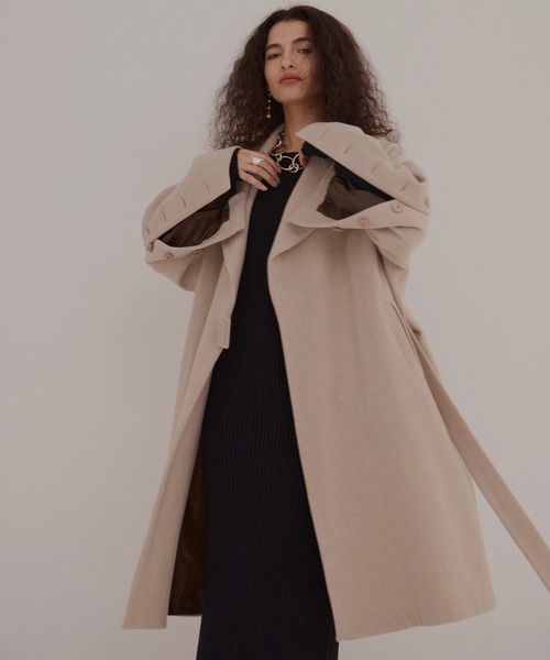 MIELI INVARIANT コート アウター Melton Wool Gown Coat