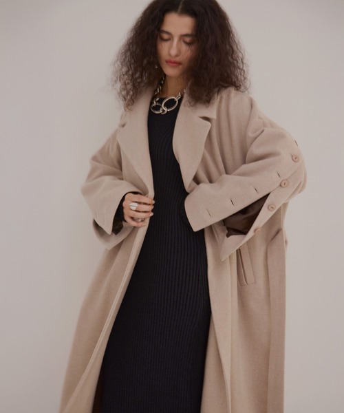 MIELI INVARIANT＊Melton Wool Gown Coat MIELI INVARIANT（ミエリインヴァリアント） コート アウター Melton