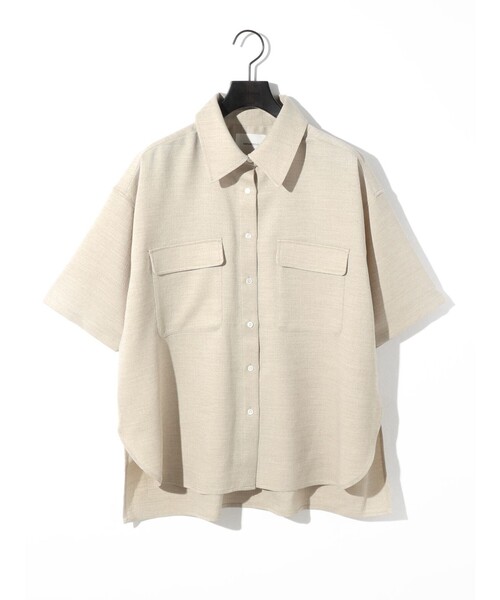 極美品　ミディウミソリッド リネンライクリラックスシャツ イエロー MIDIUMISOLID ブラウス シャツ for Ladies リネンライク