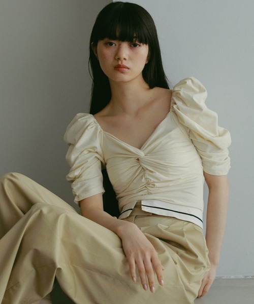CASA FLINE（カーサフライン） tシャツ カップ付きギャザーカットソー 
