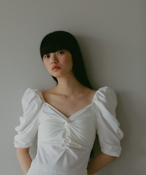 CASA FLINEカーサフライン♡トップスカットソー カップ付きギャザーカットソートップス（Tシャツ/カットソー