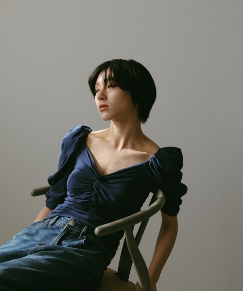CASA FLINE tシャツ カップ付きギャザーカットソートップス