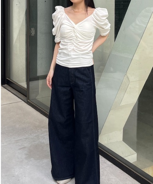 CASA FLINE（カーサフライン） tシャツ カップ付きギャザーカットソー 