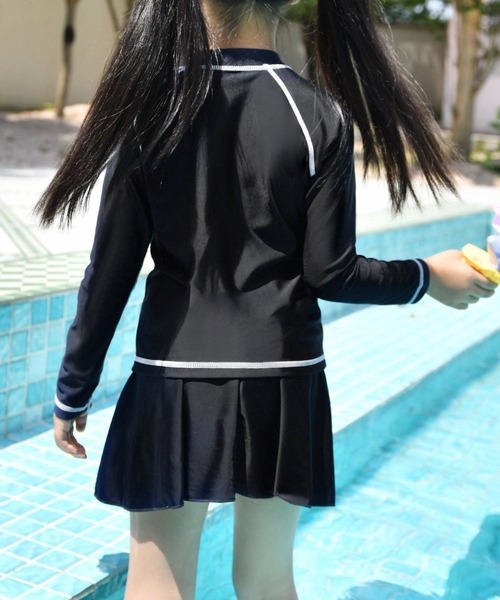 蝶プリント ビキニセット（長袖ラッシュガード付き） 水着4点セット ビキニ 長袖ラッシュ レディス ラッシュガード