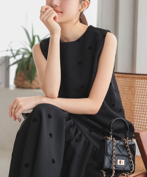 【トリココムデギャルソン】ノースリーブ　マキシ丈　ワンピース　ドット　M 黒　白 tricot COMME des GARCONS(トリココムデギャルソン) AD2017