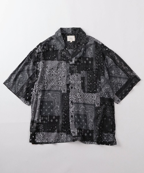 24AW シルク半袖アロハシャツ シャツ 「81」レーヨンライク ヴィンテージテイスト 総柄 オープン