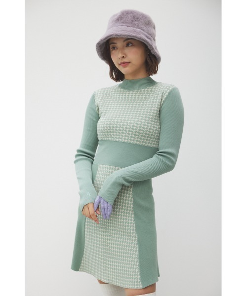 RIENDA GOLF ワンピース 千鳥柄ニットワンピース レディース 