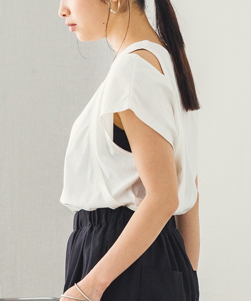 hunch tシャツ アシメスリーブレストップス レディース
