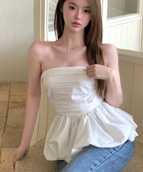 tシャツ ペプラムベアトップ レディース Achic tシャツ ペプラムベアトップス レディース : ZOZOTOWN