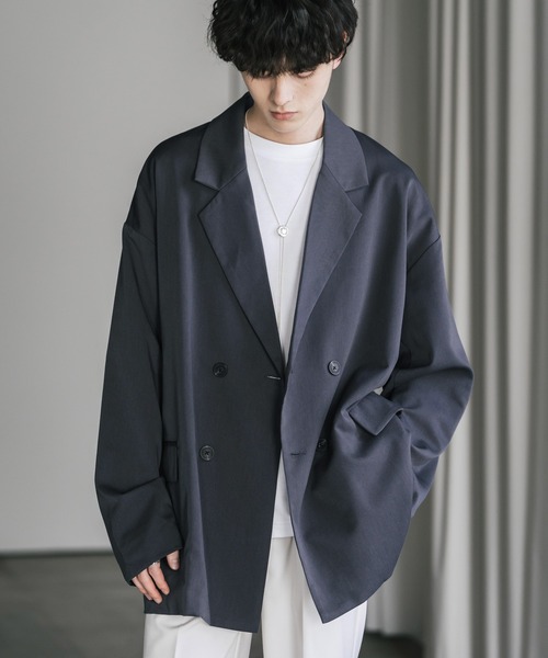着用2回　overcoat ダブル　テーラードジャケット　ブラック　サイズ2 Classic Rayon Tricotine Double Breasted Jacket in Black