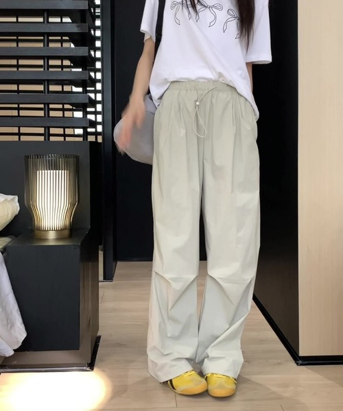 レディース ドロストパンツ パンツ ナイロン タックドロストパンツ レディース メンズ