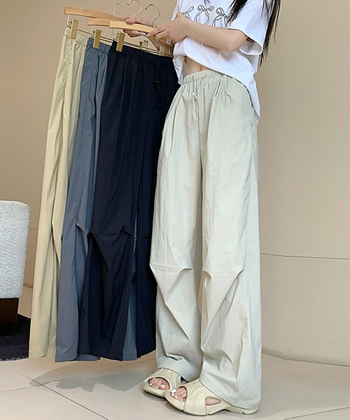 レディース ドロストパンツ パンツ ナイロン タックドロストパンツ レディース メンズ