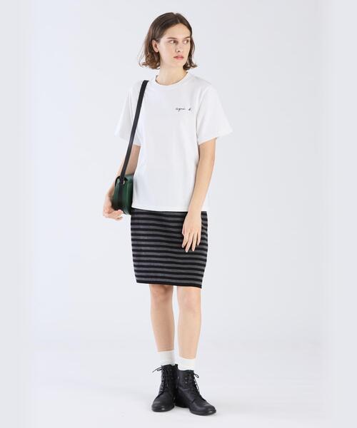 tシャツ ミニロゴ コットン 半袖 Tシャツ ”Christof” レディース