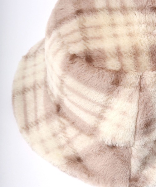 帽子 ハット 総柄フェイクファーバケットハット レディース メンズ