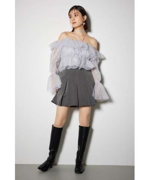 rienda（リエンダ） パンツ ハイウエストタックフレアショートパンツ