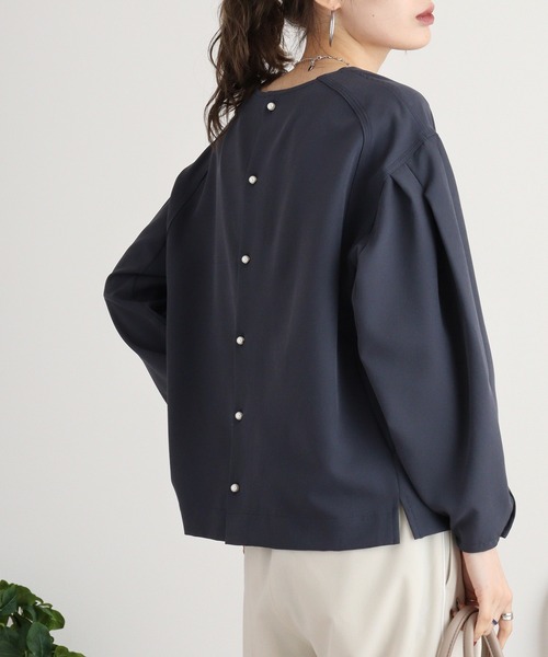 ブラウス シャツ Eglantine パフスリーブ パール付ブラウス レディース EGLANTINE ブラウス シャツ Eglantine パフスリーブ パール付