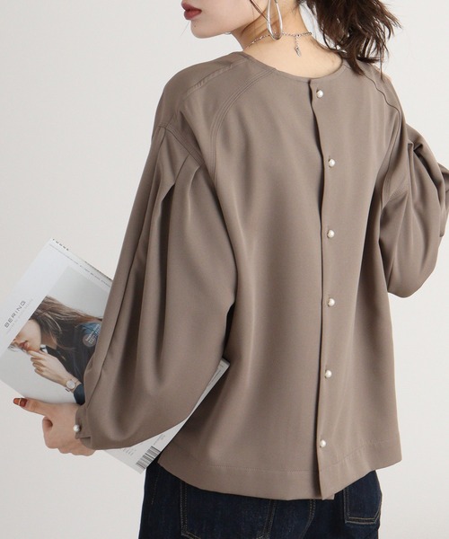 ブラウス シャツ Eglantine パフスリーブ パール付ブラウス レディース EGLANTINE ブラウス シャツ Eglantine パフスリーブ パール付