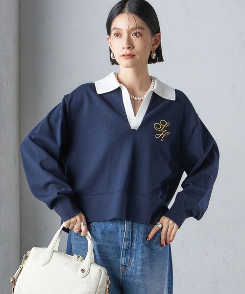 最終価格yoriコットン刺繍カラーニット ヨリ 24SS コットン刺繍カラー