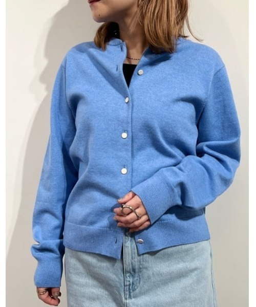 カーディガン 「ウォッシャブル」コットンカシミヤ クルーネックカーディガン レディース