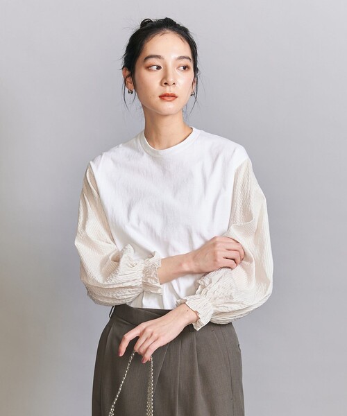 tシャツ 「dahl'ia」ストライプスリーブ トップス レディース