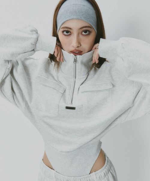 BLONDEY ハーフジップスウェットボディスーツ レディース