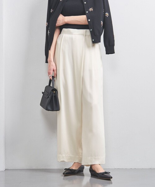 UNITED ARROWS パンツ サテンラップ ワイドパンツ レディース