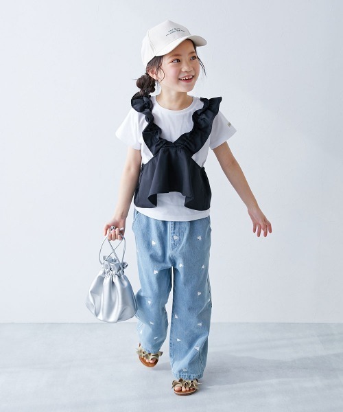 JohnEllam3Dデコパージュ(帽子を持った少女) devirock キャップ 帽子 「makoコラボ」親子で使える リネン混