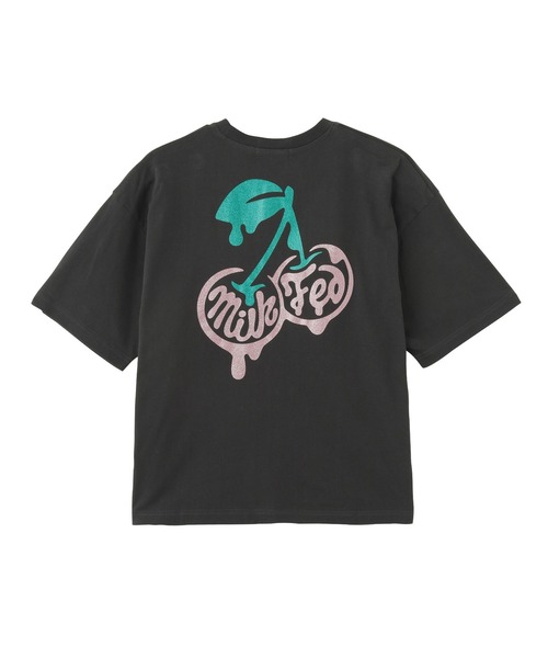tシャツ Tシャツ ミルクフェド MILKFED GLITTER MELTY CHERRIES SS TEE レディース ブランド 夏 ブラック さくらんぼ MILKFED. tシャツ GLITTER MELTY CHERRIES S/S TEE レディース