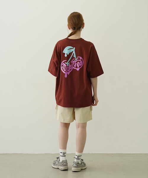 tシャツ Tシャツ ミルクフェド MILKFED GLITTER MELTY CHERRIES SS TEE レディース ブランド 夏 ブラック さくらんぼ MILKFED. tシャツ GLITTER MELTY CHERRIES S/S TEE レディース
