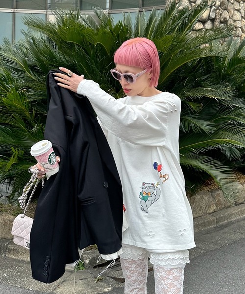 Alley Tokyo tシャツ 落書きいっぱいヴィンテージっぽロンT レディース