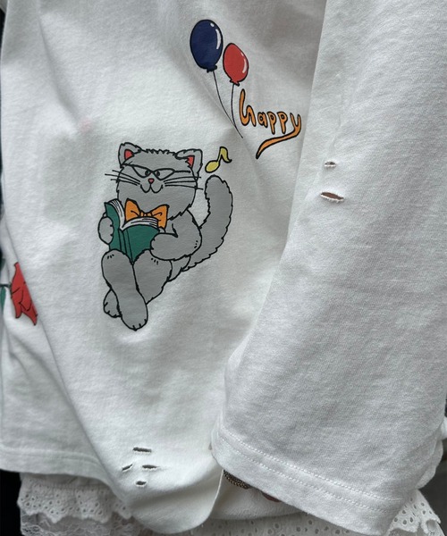 Alley Tokyo tシャツ 落書きいっぱいヴィンテージっぽロンT レディース