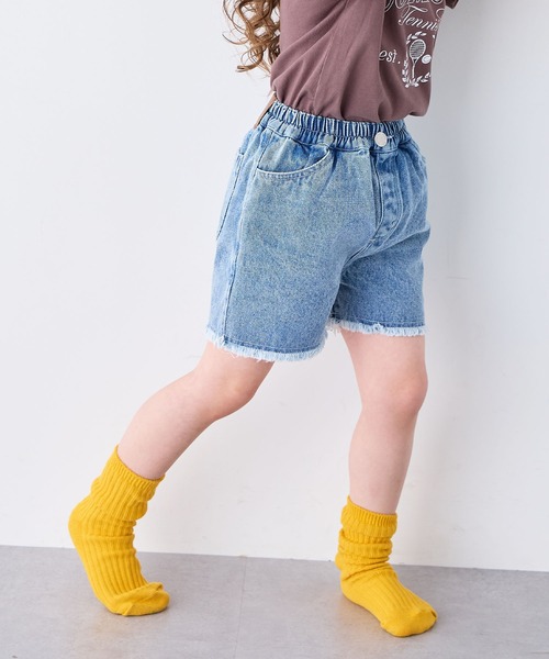 Piet パンツ 「綿100%」裾フリンジ デニム ショートパンツ