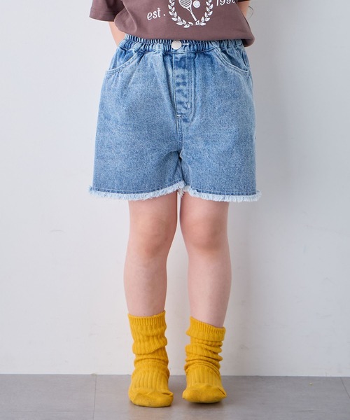 Piet パンツ 「綿100%」裾フリンジ デニム ショートパンツ