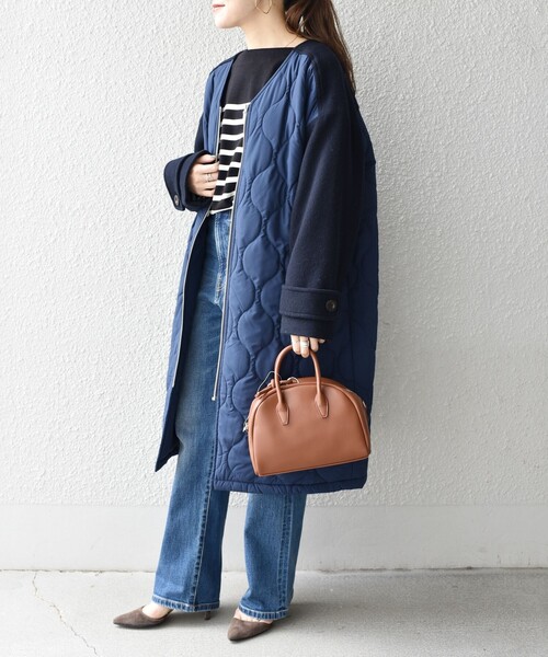 SHIPS（シップス） ノーカラーコート ONE SIZE ネイビー レディース