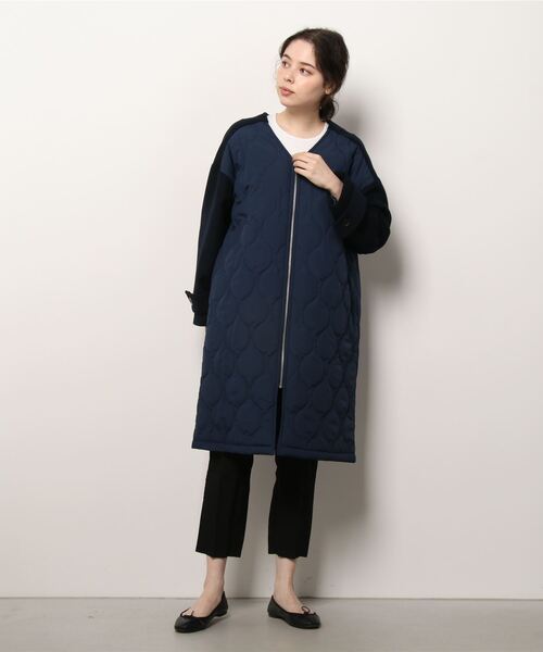 SHIPS（シップス） ノーカラーコート ONE SIZE ネイビー レディース