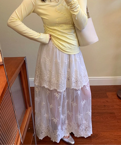 スカート レース×刺繍シアースカート : ZOZOTOWN Yahoo!店 - 通販