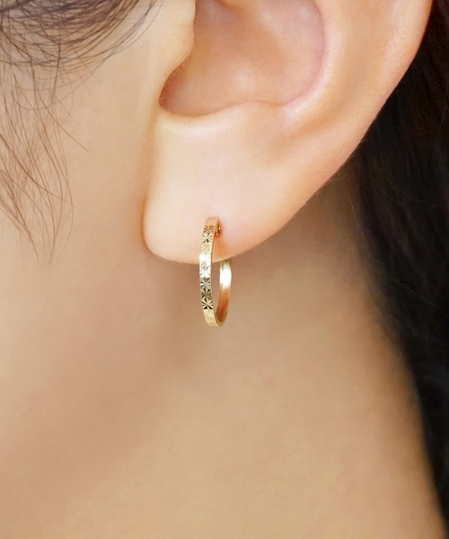TAKE-UP ピアス K18/K10 フラワーカットスレンダーフープピアス