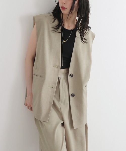 ベスト ジレ コットンリネンノーカラージレ レディース URBAN RESEARCH ベスト ジレ コットンリネンノーカラージレ